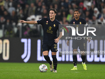 Nicolo Fagioli of Juventus FC is in action during the match between Juventus FC and SS Lazio in the 8th round of the Italian Lega Serie A En...