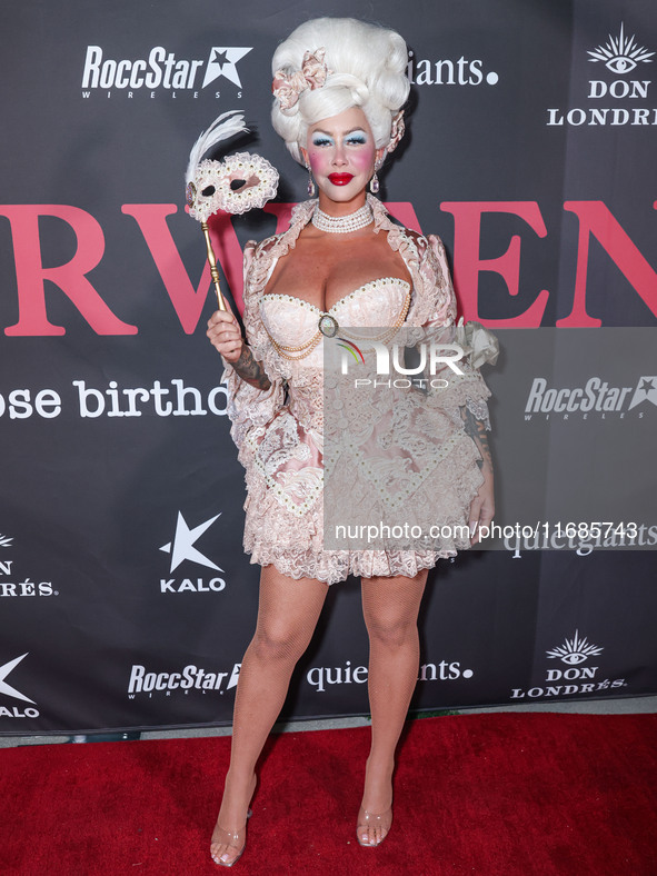 Amber Rose arrives at Amberween - An Amber Rose Birthday Party held at a Private Residence on October 19, 2024 in Tarzana, Los Angeles, Cali...