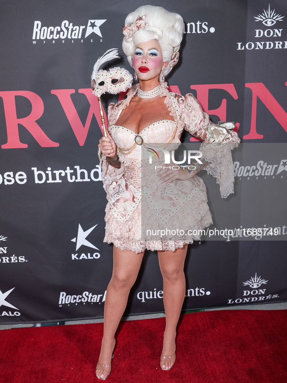 Amber Rose arrives at Amberween - An Amber Rose Birthday Party held at a Private Residence on October 19, 2024 in Tarzana, Los Angeles, Cali...