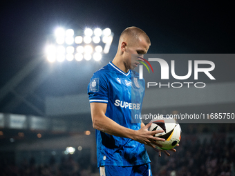 Antoni Kozubal participates in the game between KS Cracovia and Lech Poznan in Krakow, Poland, on October 19, 2024. This is a PKO BP Ekstrak...