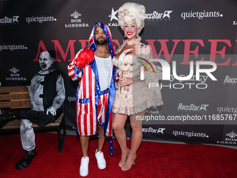 Raz-B and Amber Rose arrive at Amberween - An Amber Rose Birthday Party held at a Private Residence on October 19, 2024 in Tarzana, Los Ange...