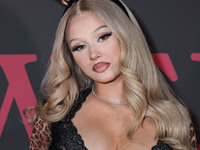 Alabama Barker arrives at Amberween - An Amber Rose Birthday Party held at a Private Residence on October 19, 2024 in Tarzana, Los Angeles,...