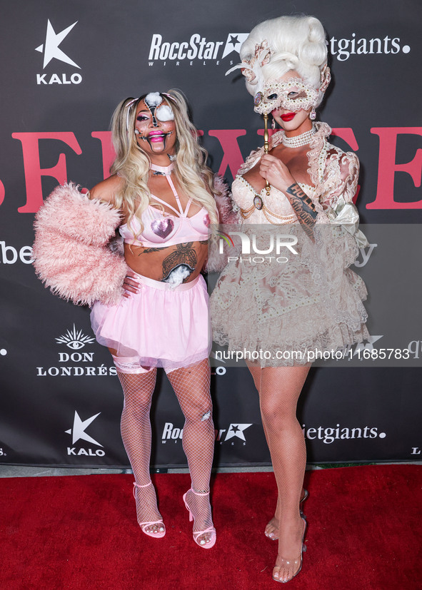 Hazel-E and Amber Rose arrive at Amberween - An Amber Rose Birthday Party held at a Private Residence on October 19, 2024 in Tarzana, Los An...