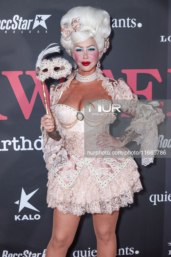 Amber Rose arrives at Amberween - An Amber Rose Birthday Party held at a Private Residence on October 19, 2024 in Tarzana, Los Angeles, Cali...