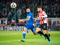 Mikael Ishak and Arttu Hoskonen participate in the game between KS Cracovia and Lech Poznan in Krakow, Poland, on October 19, 2024. This is...