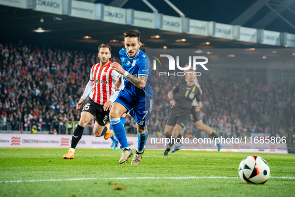 Afonso Sousa participates in the game between KS Cracovia and Lech Poznan in Krakow, Poland, on October 19, 2024. This is a PKO BP Ekstrakla...