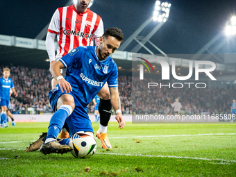 Afonso Sousa participates in the game between KS Cracovia and Lech Poznan in Krakow, Poland, on October 19, 2024. This is a PKO BP Ekstrakla...