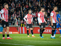 Cracovia players participate in the game between KS Cracovia and Lech Poznan in Krakow, Poland, on October 19, 2024. This is a PKO BP Ekstra...