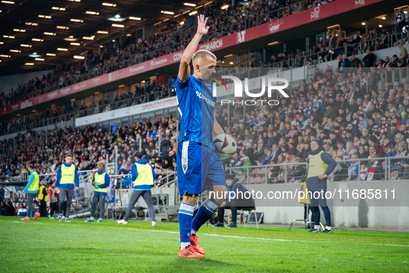 Antoni Kozubal participates in the game between KS Cracovia and Lech Poznan in Krakow, Poland, on October 19, 2024. This is a PKO BP Ekstrak...