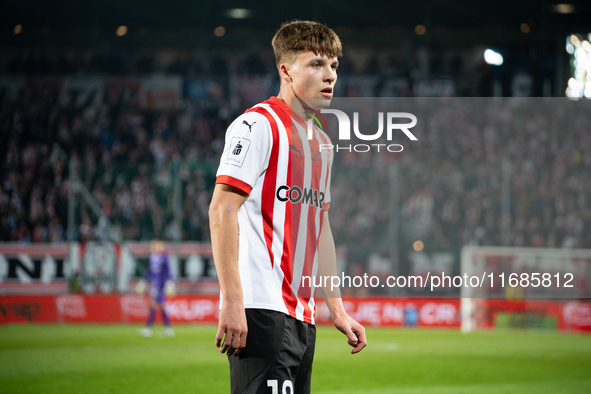 Filip Rozga participates in the game between KS Cracovia and Lech Poznan in Krakow, Poland, on October 19, 2024. It is a PKO BP Ekstraklasa,...