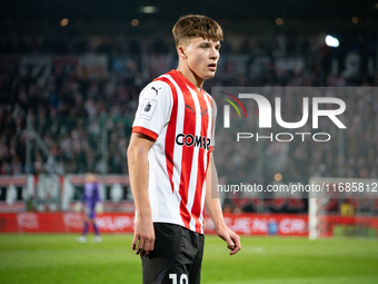 Filip Rozga participates in the game between KS Cracovia and Lech Poznan in Krakow, Poland, on October 19, 2024. It is a PKO BP Ekstraklasa,...