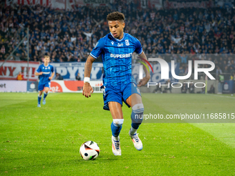 Bryan Fiabema participates in the game between KS Cracovia and Lech Poznan in Krakow, Poland, on October 19, 2024. This is a PKO BP Ekstrakl...