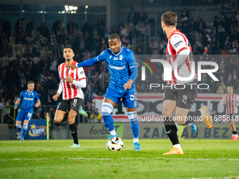 Adriel Ba Loua participates in the game between KS Cracovia and Lech Poznan in Krakow, Poland, on October 19, 2024. This is a PKO BP Ekstrak...