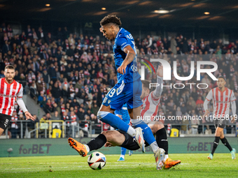 Bryan Fiabema participates in the game between KS Cracovia and Lech Poznan in Krakow, Poland, on October 19, 2024. This is a PKO BP Ekstrakl...