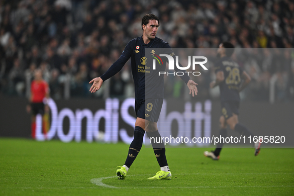 Dusan Vlahovic of Juventus FC looks on during the match between Juventus FC and SS Lazio, the 8th round of Italian Lega Serie A Enilive 24/2...