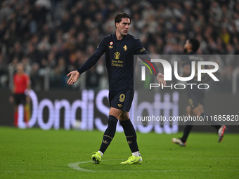 Dusan Vlahovic of Juventus FC looks on during the match between Juventus FC and SS Lazio, the 8th round of Italian Lega Serie A Enilive 24/2...