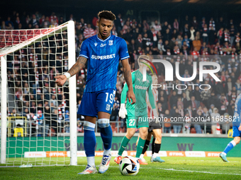 Bryan Fiabema participates in the game between KS Cracovia and Lech Poznan in Krakow, Poland, on October 19, 2024. This is a PKO BP Ekstrakl...