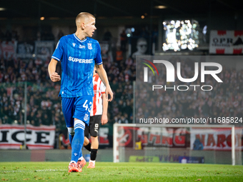 Antoni Kozubal participates in the game between KS Cracovia and Lech Poznan in Krakow, Poland, on October 19, 2024. This is a PKO BP Ekstrak...