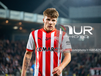 Filip Rozga participates in the game between KS Cracovia and Lech Poznan in Krakow, Poland, on October 19, 2024. It is a PKO BP Ekstraklasa,...