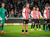 Cracovia players participate in the game between KS Cracovia and Lech Poznan in Krakow, Poland, on October 19, 2024. This is a PKO BP Ekstra...