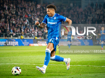 Bryan Fiabema participates in the game between KS Cracovia and Lech Poznan in Krakow, Poland, on October 19, 2024. This is a PKO BP Ekstrakl...