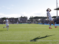 Napoli's Khvicha Kvaratskhelia celebrates after scoring their first goal during the Serie A soccer match between Empoli FC and SSC Napoli at...