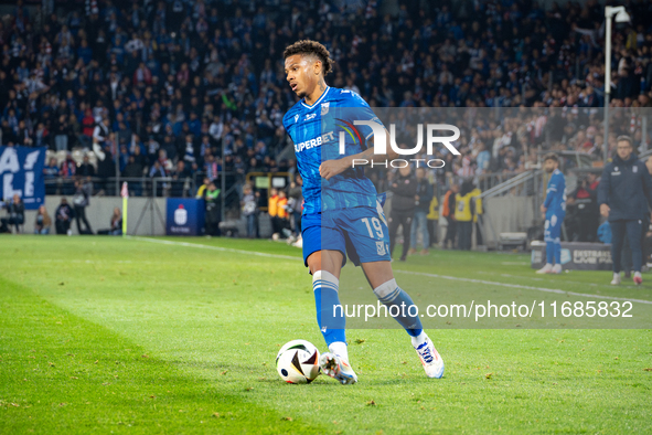 Bryan Fiabema participates in the game between KS Cracovia and Lech Poznan in Krakow, Poland, on October 19, 2024. This is a PKO BP Ekstrakl...