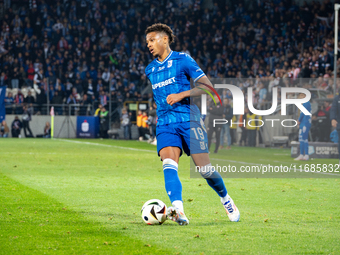 Bryan Fiabema participates in the game between KS Cracovia and Lech Poznan in Krakow, Poland, on October 19, 2024. This is a PKO BP Ekstrakl...