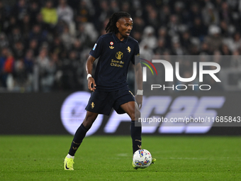 Khephren Thuram of Juventus FC is in action during the match between Juventus FC and SS Lazio in the 8th round of the Italian Lega Serie A E...