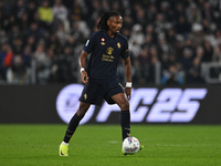 Khephren Thuram of Juventus FC is in action during the match between Juventus FC and SS Lazio in the 8th round of the Italian Lega Serie A E...