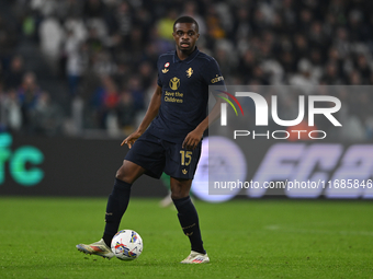 Pierre Kalulu of Juventus FC is in action during the match between Juventus FC and SS Lazio, the 8th round of the Italian Lega Serie A Enili...