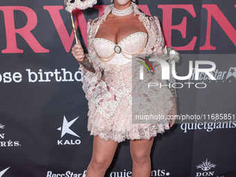 Amber Rose arrives at Amberween - An Amber Rose Birthday Party held at a Private Residence on October 19, 2024 in Tarzana, Los Angeles, Cali...