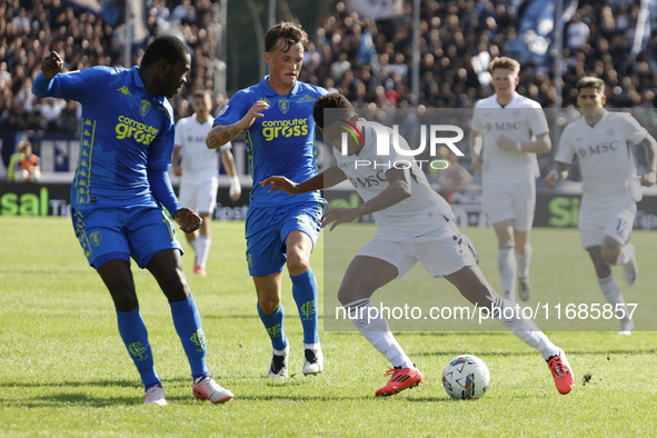 David Neres of Napoli plays during the Serie A soccer match between Empoli FC and SSC Napoli at Stadio Carlo Castellani in Empoli, Italy, on...