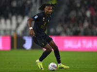 Khephren Thuram of Juventus FC is in action during the match between Juventus FC and SS Lazio in the 8th round of the Italian Lega Serie A E...