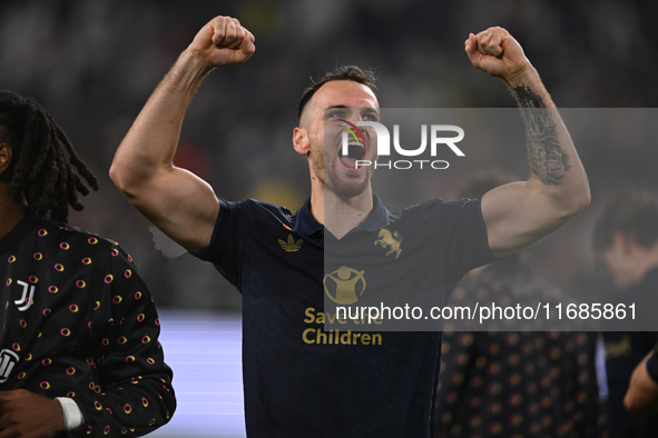 Federico Gatti of Juventus FC celebrates after winning during the Juventus FC - SS Lazio match, 8th turn of Italian Lega Serie A Enilive 24/...