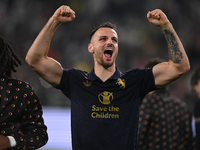 Federico Gatti of Juventus FC celebrates after winning during the Juventus FC - SS Lazio match, 8th turn of Italian Lega Serie A Enilive 24/...