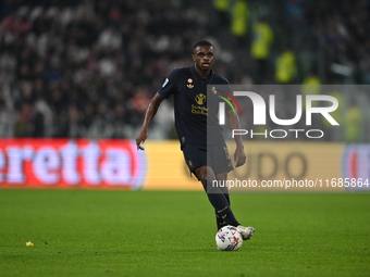 Pierre Kalulu of Juventus FC is in action during the match between Juventus FC and SS Lazio, the 8th round of the Italian Lega Serie A Enili...