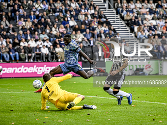 AFC Ajax Amsterdam forward Brian Brobbey plays during the match between Heracles Almelo and Ajax at the Asito Stadium for the Dutch Eredivis...