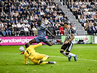 AFC Ajax Amsterdam forward Brian Brobbey plays during the match between Heracles Almelo and Ajax at the Asito Stadium for the Dutch Eredivis...