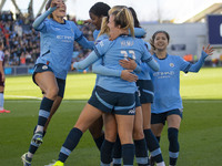 Jill Roord #10 of Manchester City W.F.C. celebrates her goal with teammates during the Barclays FA Women's Super League match between Manche...