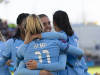 Jill Roord #10 of Manchester City W.F.C. celebrates her goal with teammates during the Barclays FA Women's Super League match between Manche...