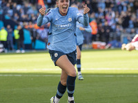 Jill Roord, #10 of Manchester City W.F.C., celebrates her goal during the Barclays FA Women's Super League match between Manchester City and...