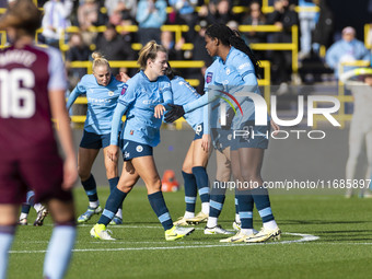 Lauren Hemp #11 of Manchester City W.F.C. celebrates her goal during the Barclays FA Women's Super League match between Manchester City and...