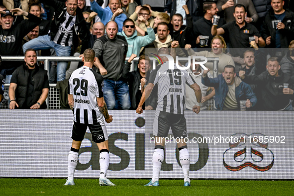 Heracles Almelo forward Luka Kulenovic celebrates the 1-0 goal during the match between Heracles Almelo and Ajax at the Asito Stadium for th...