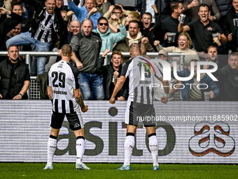 Heracles Almelo forward Luka Kulenovic celebrates the 1-0 goal during the match between Heracles Almelo and Ajax at the Asito Stadium for th...