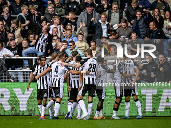 Players of Heracles Almelo celebrate the goal of Heracles Almelo forward Luka Kulenovic, making it 1-0, during the match between Heracles Al...