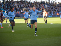 Jill Roord #10 of Manchester City W.F.C. celebrates her goal during the Barclays FA Women's Super League match between Manchester City and A...