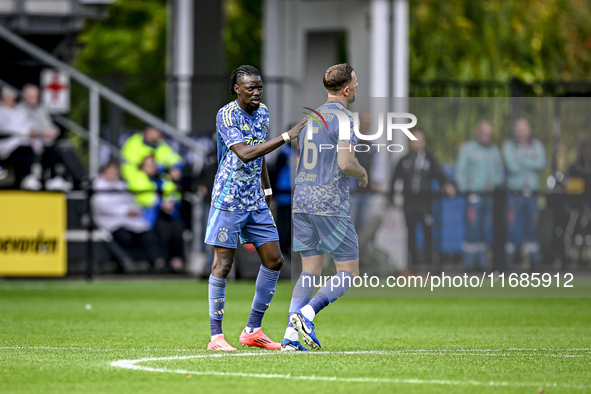 AFC Ajax Amsterdam forward Bertrand Traore celebrates the 2-2 goal during the match between Heracles Almelo and Ajax at the Asito Stadium fo...