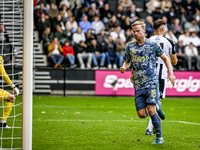 AFC Ajax Amsterdam midfielder Davy Klaassen celebrates the 1-1 goal during the match between Heracles Almelo and Ajax at the Asito Stadium f...