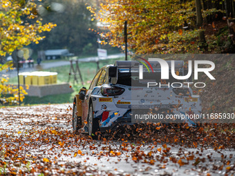 Gregoire Munster (Lux) and Louis Louka (Bel) drive a Ford Puma Rally Hybrid for the M-Sport Ford World Rally Team during the WRC Central Eur...